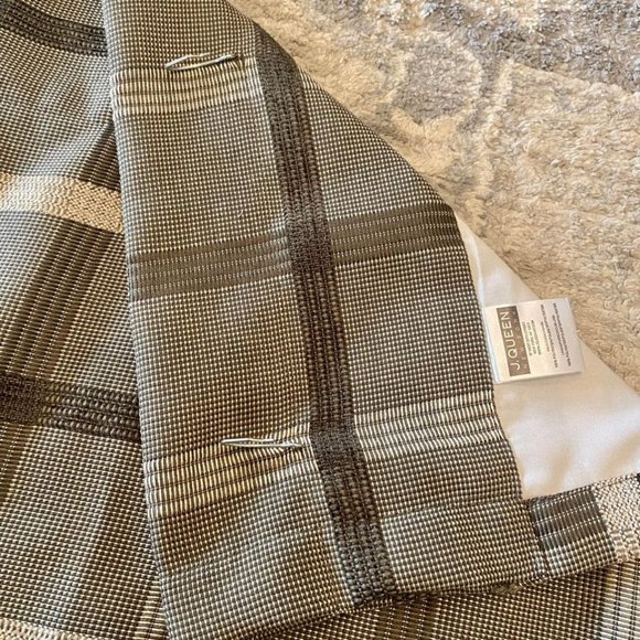 4 J Queen 51W x 62L Plaid LINED Rod Pocket Curtain Panels with Hooks - Picture 3 of 6